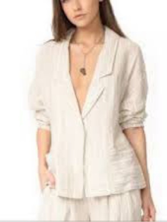 Free People Jackets & Blazers - Free People Ivory Linen Blend Textured Blazer Jacket Size Small Boho Coastal